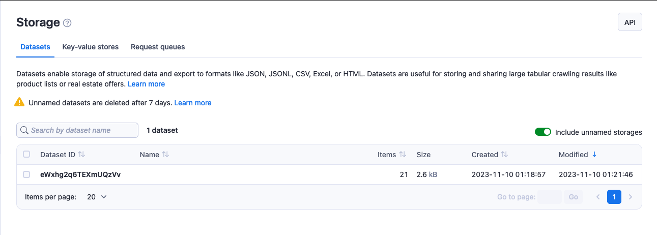 Datasets in app